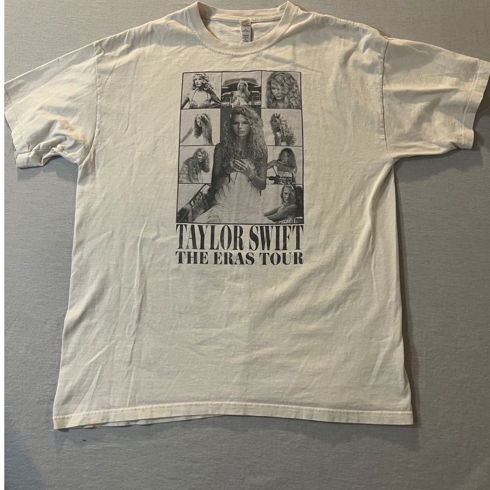 Taylor Swift The Eras Tour Graphic T-Shirt Mens XL Cream Cotton